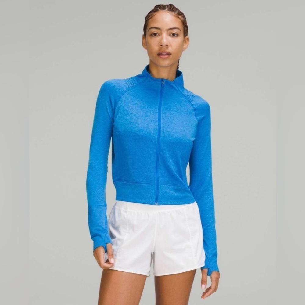 Lululemon Breathable Textured Knit Training Jacket in Poolside / Aero Blue